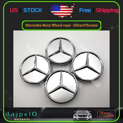 $17.77 • Buy (Set Of 4) Wheel Center Hub Caps Emblem Silver/Chrome 75mm For Mercedes Benz AMG