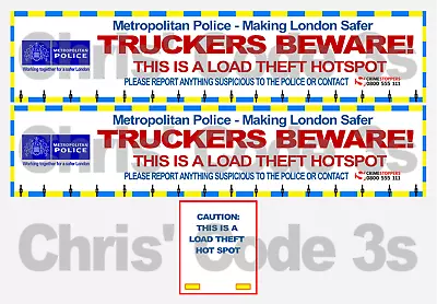 Code 3 Adhesive Vinyl Trailer Decal - Met Police Load Theft 1/50 1/76 1/148 • £7