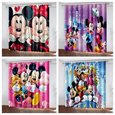 Kids Bedroom Curtains 3D Mickey Mouse Curtains Blackout Curtains Ring Top Eyelet • £25.39