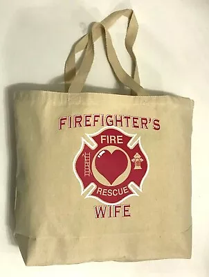 Firefighter's Wife Canvas Tote Bag Heavy 10oz Cotton Canvas Size: 15 X15 X5  NEW • $9.07
