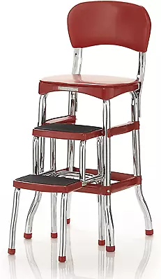 Cosco Retro Counter Chair/Step Stool Sliding Red • $125.99