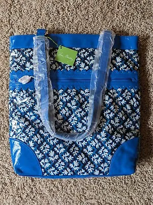 NWT Vera Bradley Frill Vinyl BlueLagoon Floral Everything Nice Double Handle Bag • $15