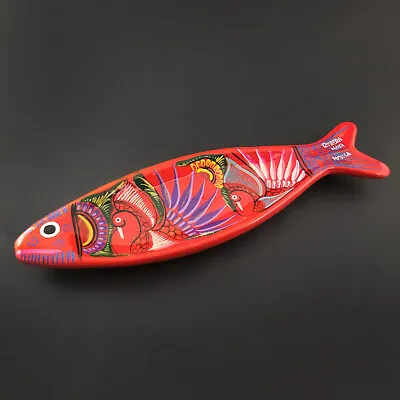 Terracotta Red Fish Plate Wall Plate Folk Art Pottery Mexico Riviera Maya 14 L • $29