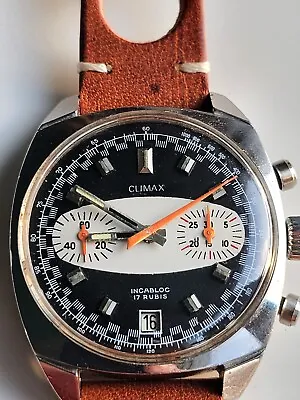 CLIMAX Chronograph SURFBOARD DIAL Valjoux Cal 7734 MANUAL VINTAGE MEN'S Watch • $650