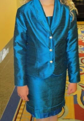 Custom Blue Girls Pageant Formal Interview Suit (Jacket And Skirt) Size 10-12 • $150