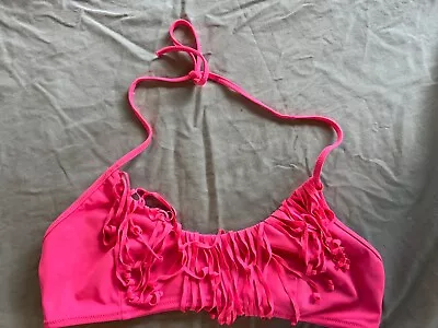 Victoria's Secret Bikini Fringed Swim Top  Hot Pink Sz Large • $8