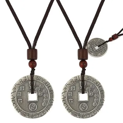 Chinese Men's Lucky Pendant Necklace Feng Shui Coin Necklace Silver Good Luck • $8.88