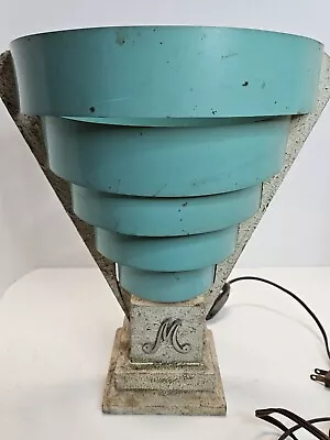 Vintage 1950s MCM Mid Century Modern Atomic Table Lamp W/Metal Jadite Ring Shade • $174.99