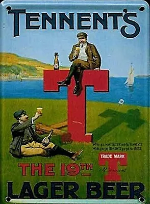 £5.99 • Buy Tennents Lager 19th Tee Miniature Metal Sign / Postcard  110mm X 80mm (hi)