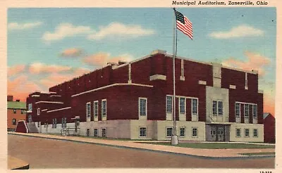 Zanesville Ohio OH Municipal Auditorium 1941 Linen Vintage Postcard E4361 • $3