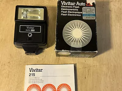 NEW OLD STOCK Vintage Vivitar Auto 215 Camera Electronic Flash 0233608 W/Manual • $13.50