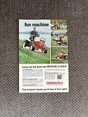 Vintage 1960’s Gravely-424 Lawn Tractor Nat. Geo. Print Ad • $4.99