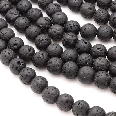 3 X BLACK LAVA ROCK GEMSTONE 6mm Bead Strands 63 Per Strand (£2.33 Each!!)  • £6.99