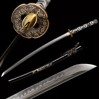 Japanese Samurai Katana Sword Clay Tempered T10 Steel  Full Tang Razor Sharp • $126.99