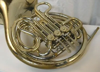 $2399.99 • Buy Huster (conn 8d Elkhart Stencil?) 4 Valve Nickel Silver Double French Horn Rare