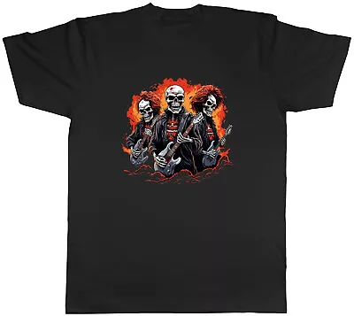 Skeleton Band Mens T-Shirt Electric Guitar Music Rock N Roll Tee Gift • £8.99