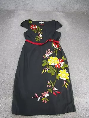 Moulinette Soeurs Sheath Dress Womens Gray Floral Embroidered V Neck • $34.99