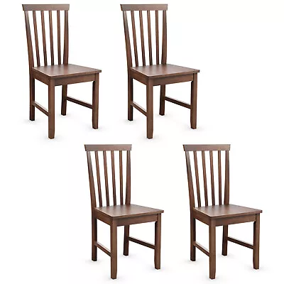 Set Of 4 Dining Chairs Kitchen Spindle Back Side Chair Solid Wooden Legs Walnut • $239.49