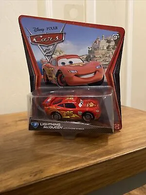 Disney Pixar Cars 2 Lightning McQueen With Racing Wheels #3 Die Cast Mattel Toy • £14.99