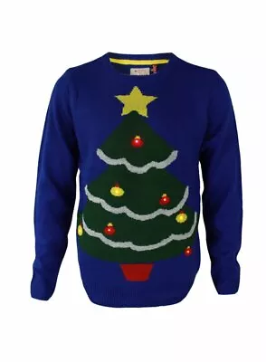 Men's Christmas Jumper Threadbare  Christmas Tree Adults Festive Thick Knit • £17.99