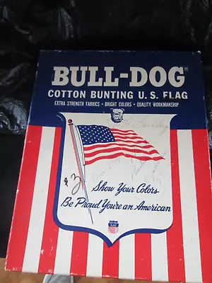 Vintage 50 Star 3' X 5'  BULL-DOG/DETTRUS Cotton Bunting U.S. Flag / IOB W/PW • $25