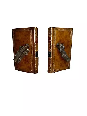 Golf Club Bag Bookends Book Ends Heavy Brass Bronze Metal Vintage Set • $14.99