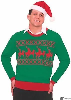 $16.56 • Buy Forum Reindeer Games Funny Adult Humor Ugly Christmas Sweater, Green Red