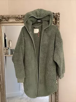 Bnwt M&s Ultra Warm Dusky Green Fleece Cardigan Dressing Gown Size Medium New • £18.99