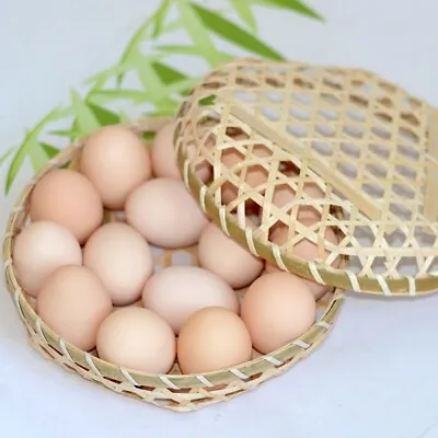 £20.98 • Buy Hand-woven Rattan Tray Wicker Basket Bread Egg Fruit Food Breakfast Picnic