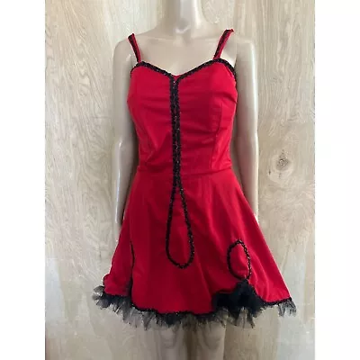 Vintage 1980s Women's Saloon Girl Mini Dress Dance Costume Red Sequins • $21