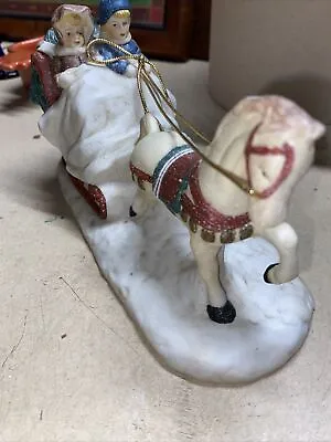 Kurt Adler Christmas Horse Drawn Sled (no Music) Figurine 7x4 • $22