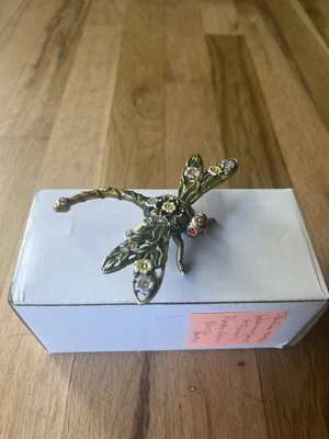 $5 • Buy Bejeweled Green Dragonfly Trinket Box Mobility Vhtf Great Condition