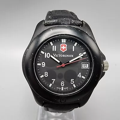 Victorinox Swiss Army Watch Men 37mm Black Dial Black Tone Date Round New Batt • $59.99