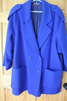 Yves Venet Women's Wool Pea Coat Royal Blue Vintage Coat With Buttons 18-20 • $55.44