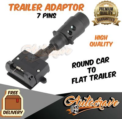$18.95 • Buy Trailer Adapter Plug 7 PIN Flat Female To Round Male, Caravan, Boat Connector