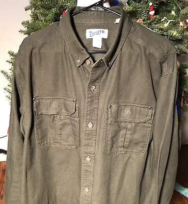 Duluth Shirt Mens XL Tall Green Relaxed Fit Long Sleeve Button Up Cabincore • $17.99