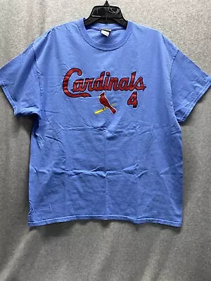 MLB St Louis Cardinals Yadier Molina #4 Short Sleeve T-Shirt Blue Genuine Sz XL • $9.99