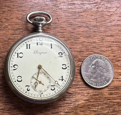 Vintage Swiss Longines Pocket Watch 49mm Open Face • $199