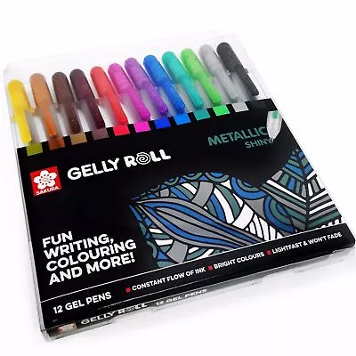 Sakura Gelly Roll Stardust Pen - Shiny METALLIC Colour Wallet Set Of 12 • £20.35