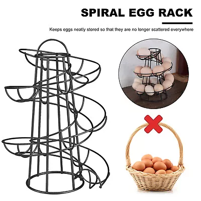 Spiral Egg Skelter Dispenser Rack Metal Storage Display Rack (Black) • £14.87