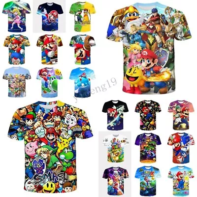 Super Mario 3D T-shirt Kids Boys Girls Casual Short Sleeve Top Tee Shirts Gift • £4.83