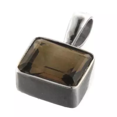 925 Sterling Silver Dainty 2.5ct Smokey Quartz Sterling Pendant 5/8  • $14.95