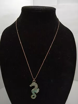 Vintage Necklace With Seahorse Pendant - 35  - Green • $6.99