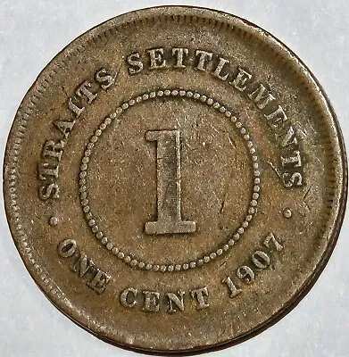 1907 British Crown Colony Straits Settlements Edward Vii 1 Cent Km-19 Old Coin • $0.99