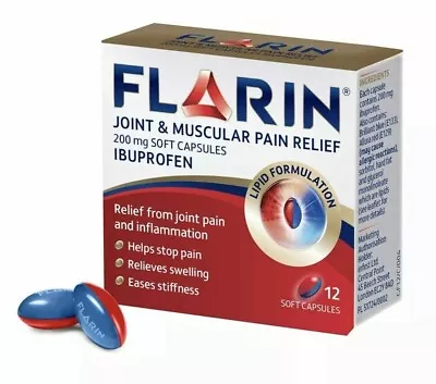 Flarin Joint & Muscular Pain Relief - 200mg - 12 Lipid Soft Capsules  MAX 2 • £6.42
