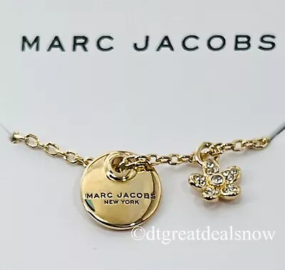 Marc Jacobs Necklace With Crystal Flower Shaped And Round Pendent Gold Tone NEW • $42.97