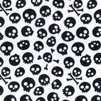 Small Skull Cross Bones Halloween Fabric Polycotton Craft Fabric Material • £1.99