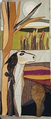 Mid Century Mod Helen Webber Artist Handmade Wall Tapestry Wild Horse 30/50 Rug • $850