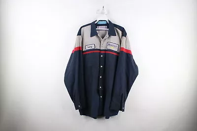 Vintage 90s Streetwear Mens XL Long Thrashed Chevrolet Car Mechanic Button Shirt • $35.95