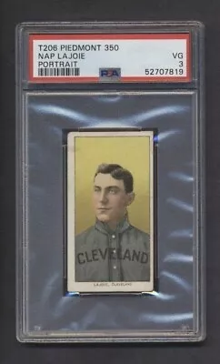 💥 Nap Lajoie 1909-11 T206 Portrait Piedmont 350 Cleveland Naps PSA 3 VG • $2000